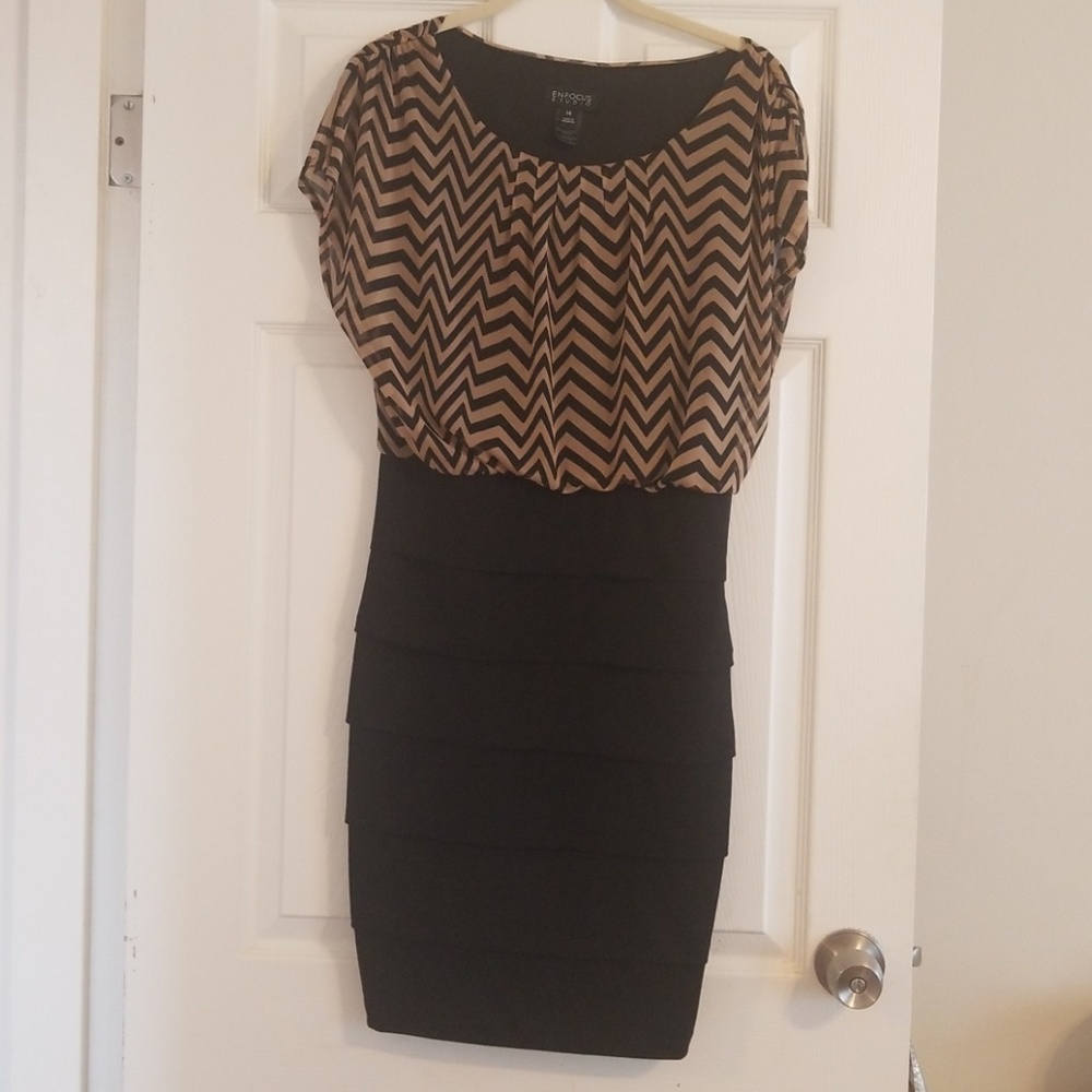 Black and tan mini dress